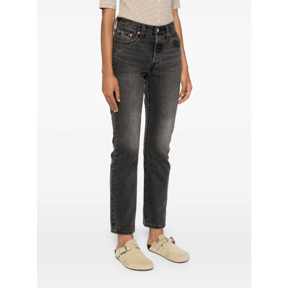 LEVI'S Women's 501 Straight Stretch Jeans W24 L28 Faded Gray Denim High Rise